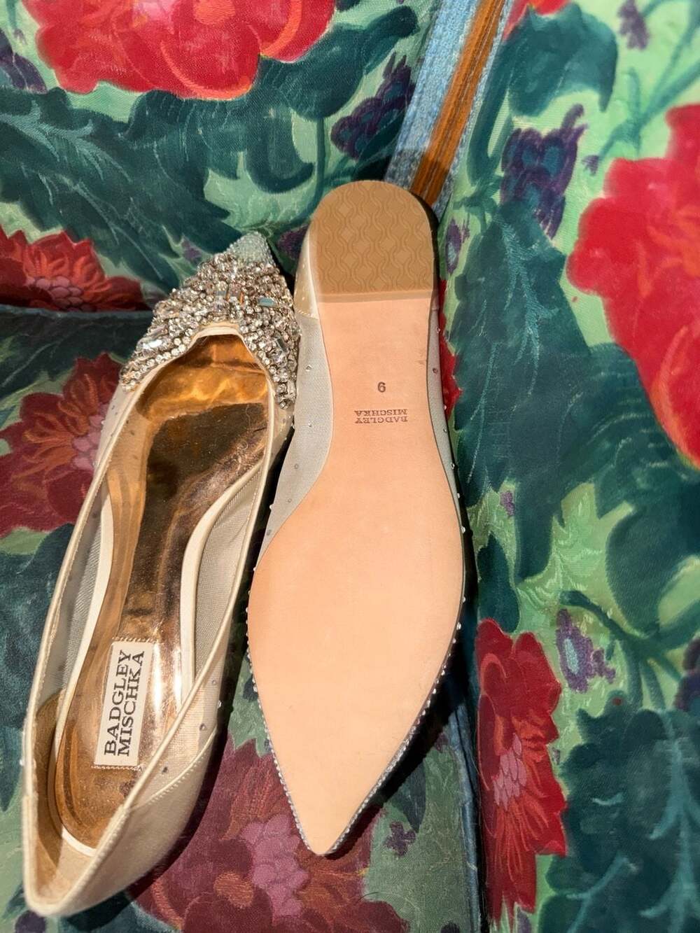 Badgley Mischka Quinn Embellished Pointed Toe Evening Flats - Picture 5 of 7
